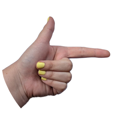 a hand pointing right